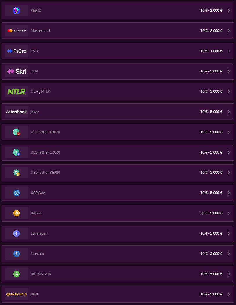 Malina Casino payments