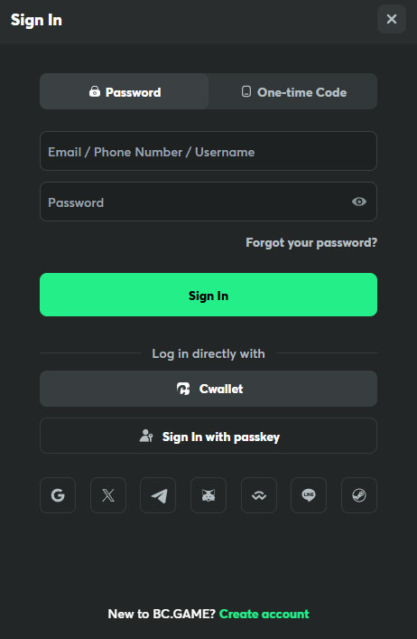 Prihlásenie do BC.Game Casino