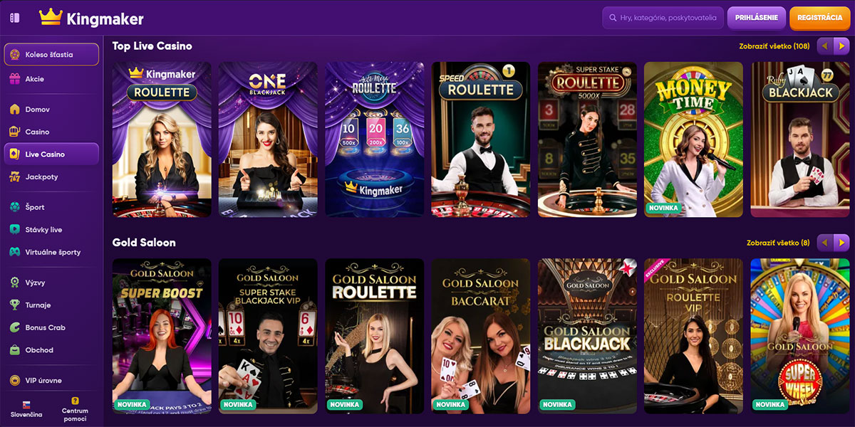 Kingmaker Casino Live Casino Games