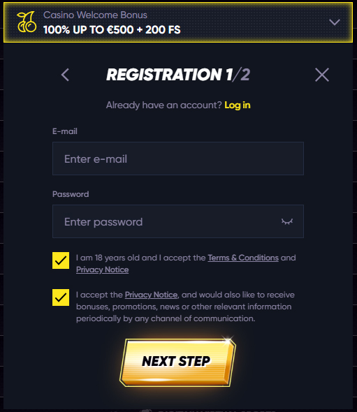 QuickWin Casino Register
