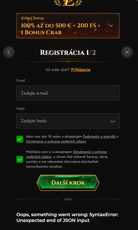Legiano Casino Register