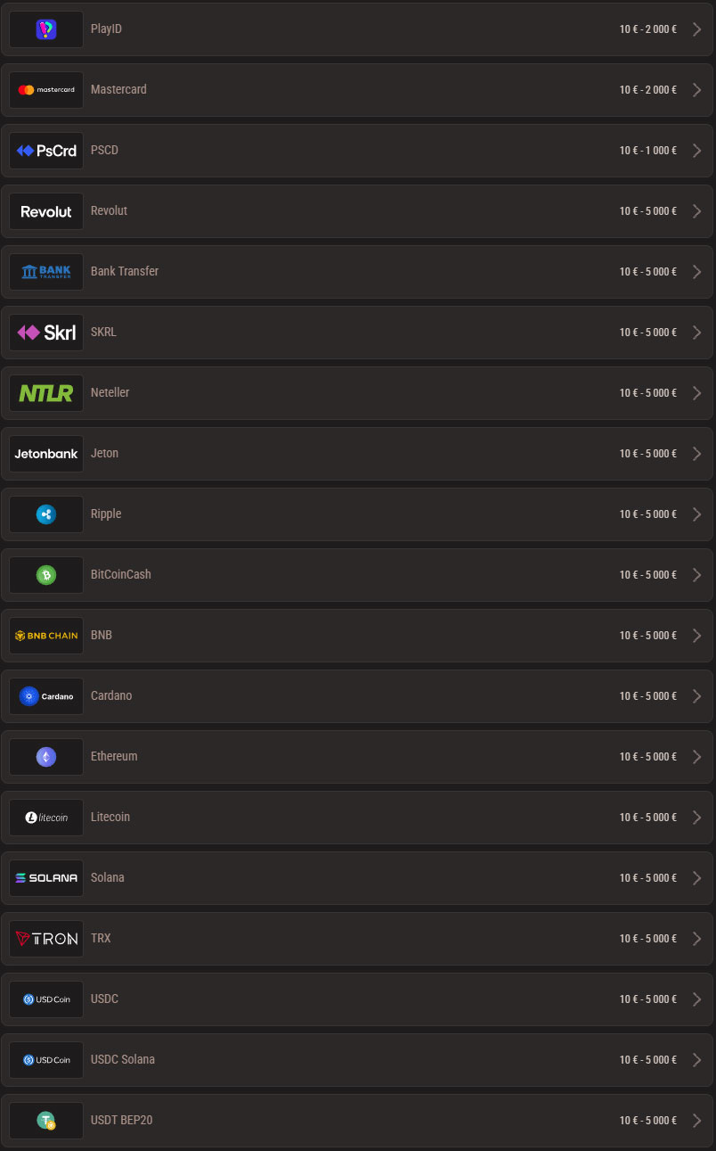 Neon54 Casino Payments