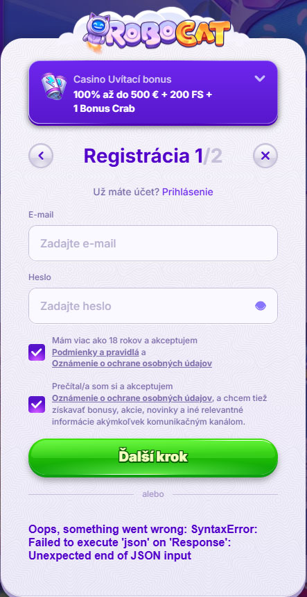 Robocat Casino Register