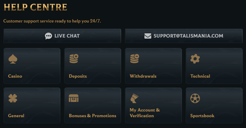 Talismania Casino Help Centre