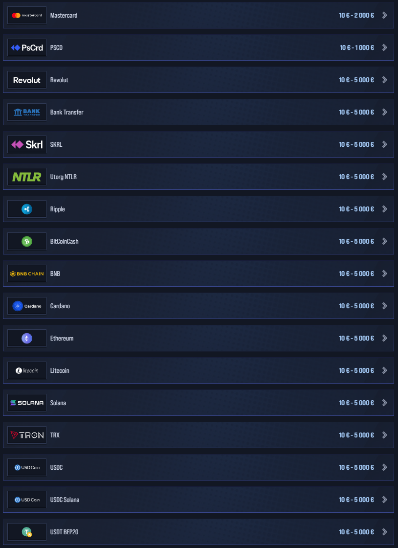 VegasHero Casino payments