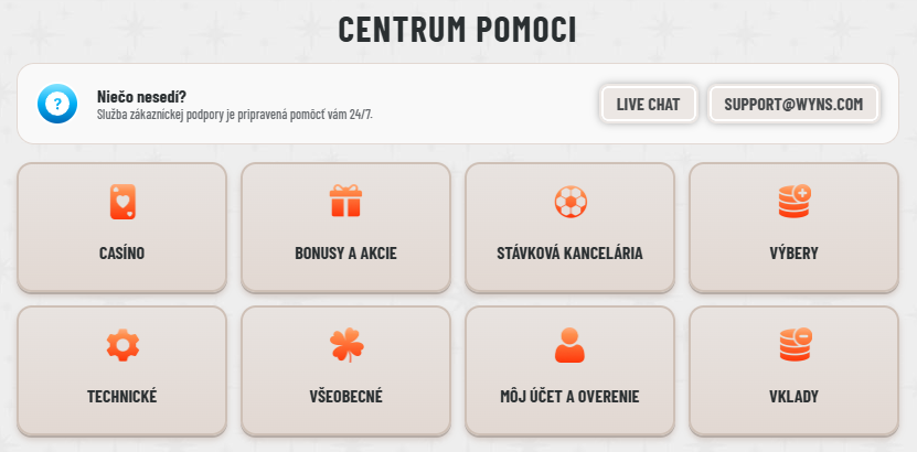 Wyns Casino Help Centre