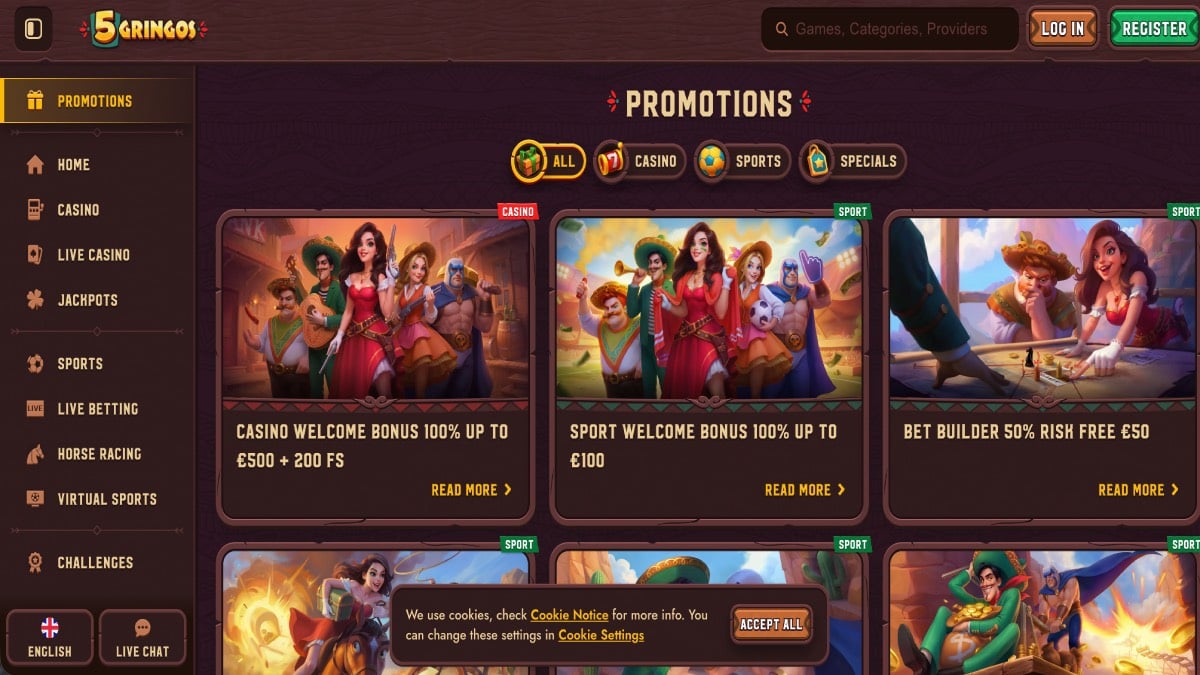 5 Gringos Casino Promoakcie