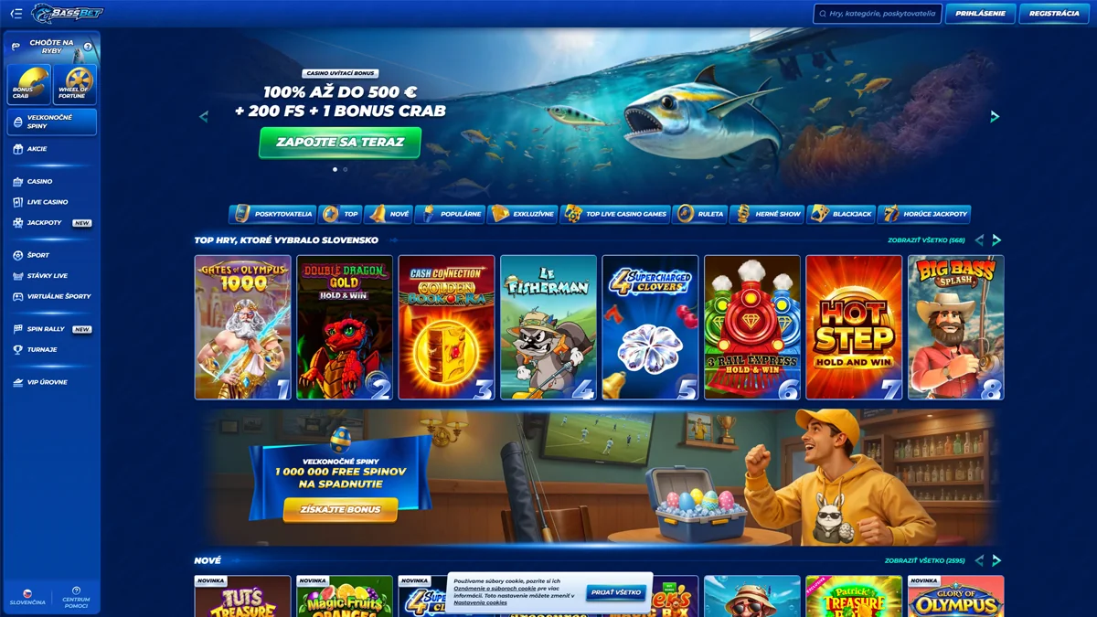 BassBet Casino Homescreen