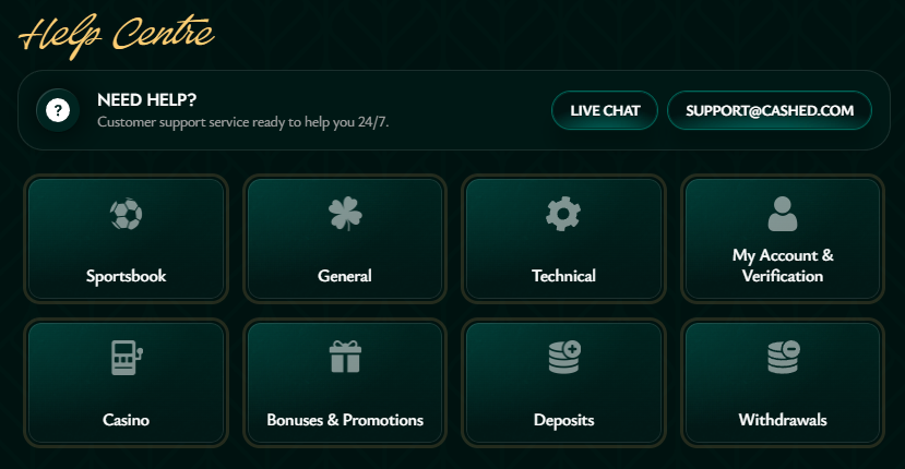 Cashed Casino Help Centre
