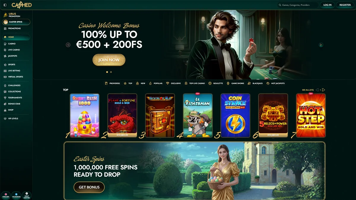 Cashed Casino Homescreen